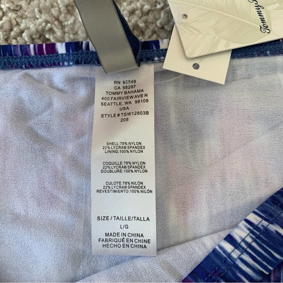 Tommy Bahama Ikat Mirage Side Shirred Bikini Bottom in Blue Monday - Picture 8 of 10